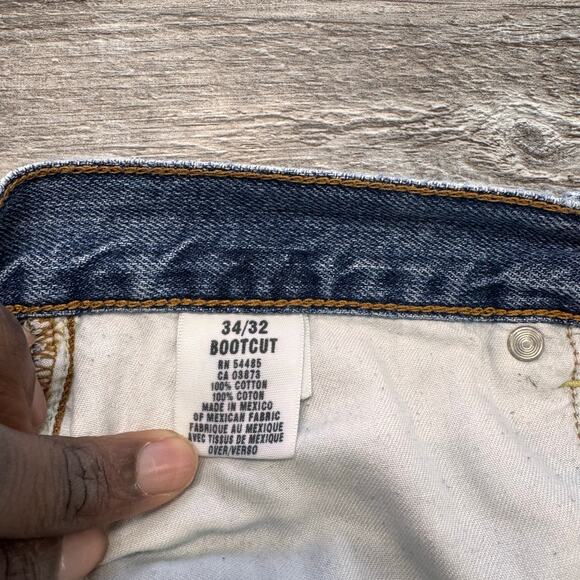 American Eagle Mid Wash Blue Mens 33x31 Cowboy Boot Cut Cotton Denim Jeans y2k - Picture 5 of 9